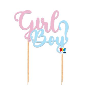 TOPPER PER TORTA - BABY BOY OR GIRL?